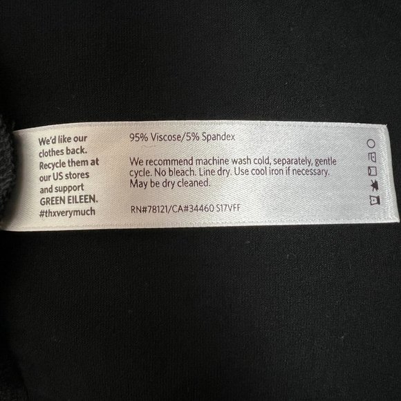 Eileen Fisher T-Shirt Dress Large Black Jersey Knit Relaxed Oversized Fit Pocket - Picture 8 of 8